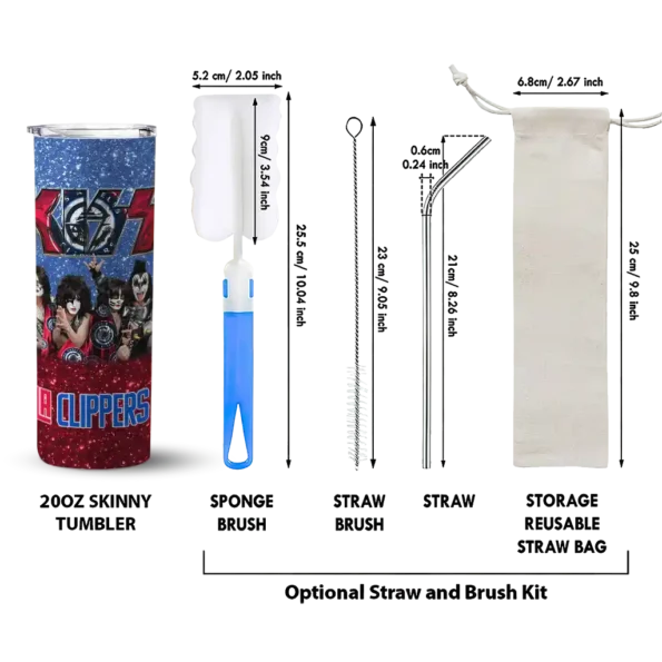 customized los angeles clippers kiss band blue skinny tumbler new arrival.webp