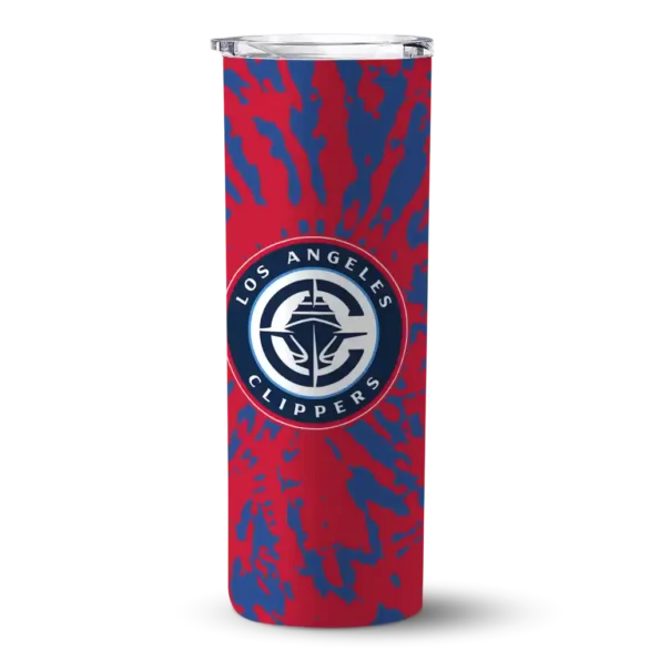 customized los angeles clippers metallic grid red skinny tumbler best selling 1.webp