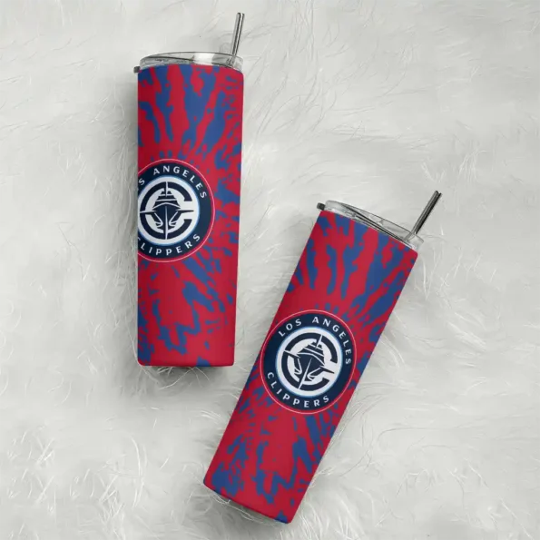 customized los angeles clippers metallic grid red skinny tumbler top rated.webp