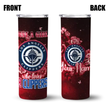 customized los angeles clippers rose romance red black skinny tumbler fashion forward.webp