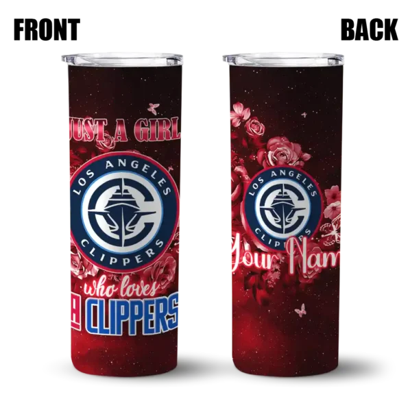 customized los angeles clippers rose romance red black skinny tumbler fashion forward.webp