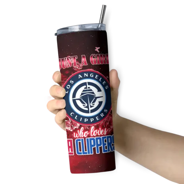 customized los angeles clippers rose romance red black skinny tumbler premium grade.webp
