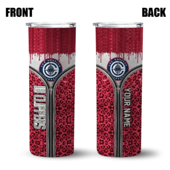customized los angeles clippers sparkle drip red skinny tumbler fashion forward.webp