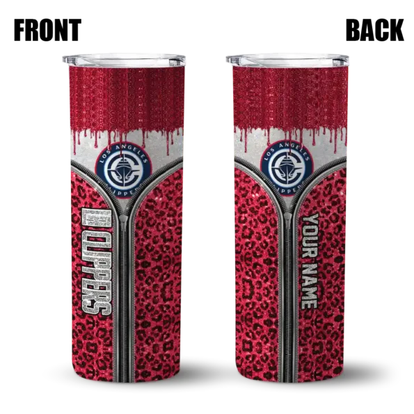 customized los angeles clippers sparkle drip red skinny tumbler fashion forward.webp