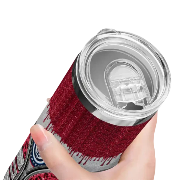 customized los angeles clippers sparkle drip red skinny tumbler high quality.webp