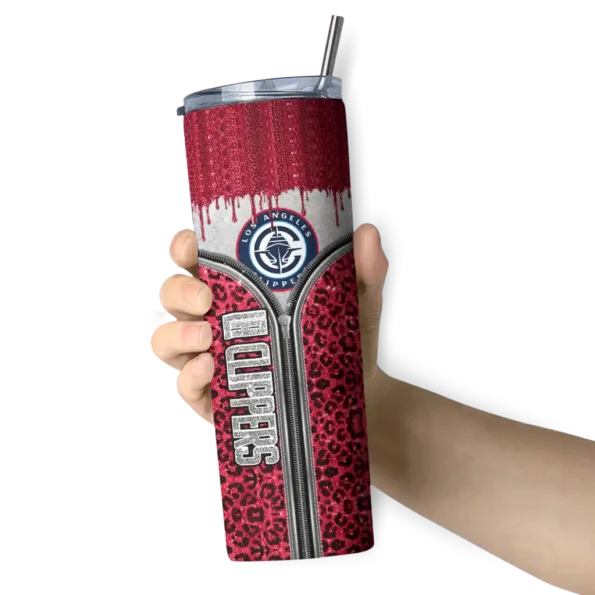 customized los angeles clippers sparkle drip red skinny tumbler premium grade.webp