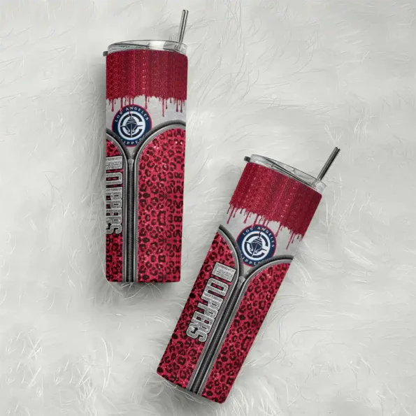 customized los angeles clippers sparkle drip red skinny tumbler top rated.webp