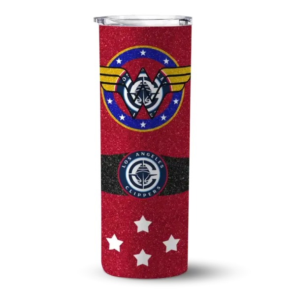 customized los angeles clippers star cluster red skinny tumbler best selling 1.webp