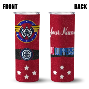 customized los angeles clippers star cluster red skinny tumbler fashion forward.webp