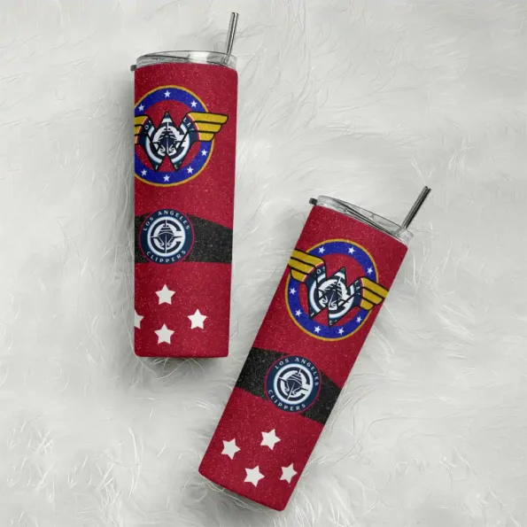 customized los angeles clippers star cluster red skinny tumbler top rated.webp