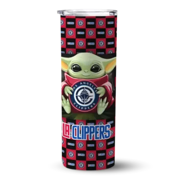 customized los angeles clippers yoda cozy red black skinny tumbler best selling 1.webp
