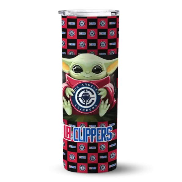 customized los angeles clippers yoda cozy red black skinny tumbler best selling 1.webp