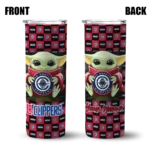 customized los angeles clippers yoda cozy red black skinny tumbler best selling 1.webp