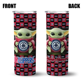 customized los angeles clippers yoda cozy red black skinny tumbler fashion forward.webp