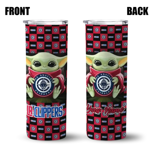 customized los angeles clippers yoda cozy red black skinny tumbler fashion forward.webp