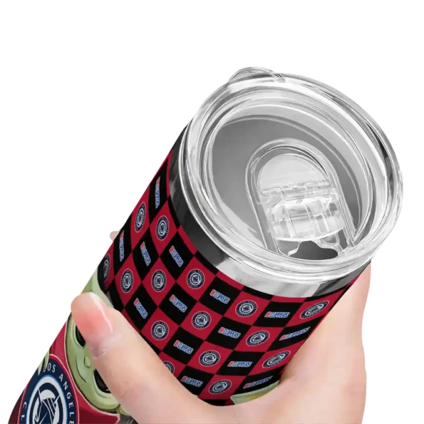 customized los angeles clippers yoda cozy red black skinny tumbler high quality.webp