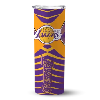 customized los angeles lakers camo texture purple skinny tumbler best selling 1.webp