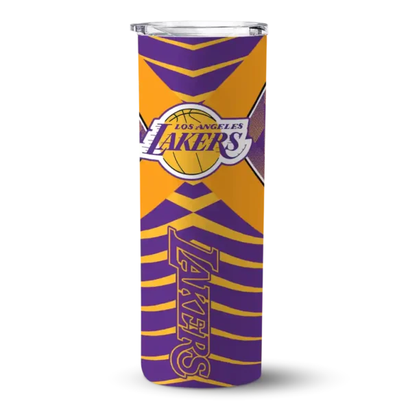 customized los angeles lakers camo texture purple skinny tumbler best selling 1.webp