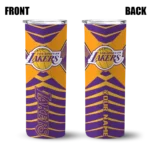customized los angeles lakers camo texture purple skinny tumbler best selling 1.webp