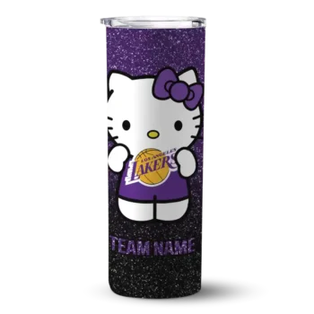 customized los angeles lakers hello kitty purple black skinny tumbler best selling 1.webp