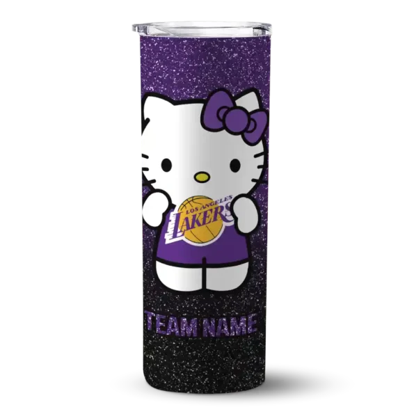 customized los angeles lakers hello kitty purple black skinny tumbler best selling 1.webp