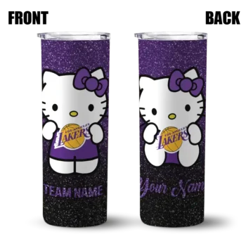 customized los angeles lakers hello kitty purple black skinny tumbler fashion forward.webp