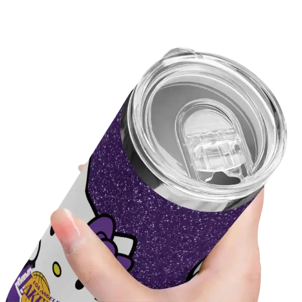 customized los angeles lakers hello kitty purple black skinny tumbler high quality.webp