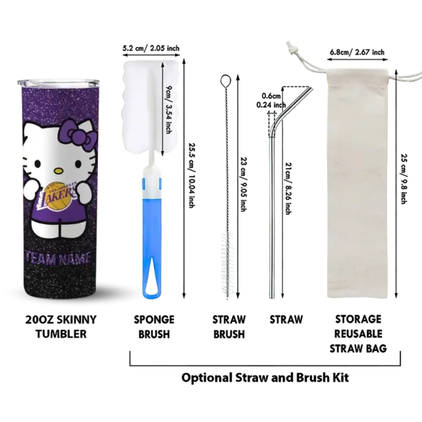 customized los angeles lakers hello kitty purple black skinny tumbler new arrival.webp