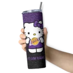 customized los angeles lakers hello kitty purple black skinny tumbler best selling 1.webp