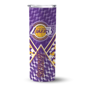 customized los angeles lakers monogram burst purple white skinny tumbler best selling 1.webp
