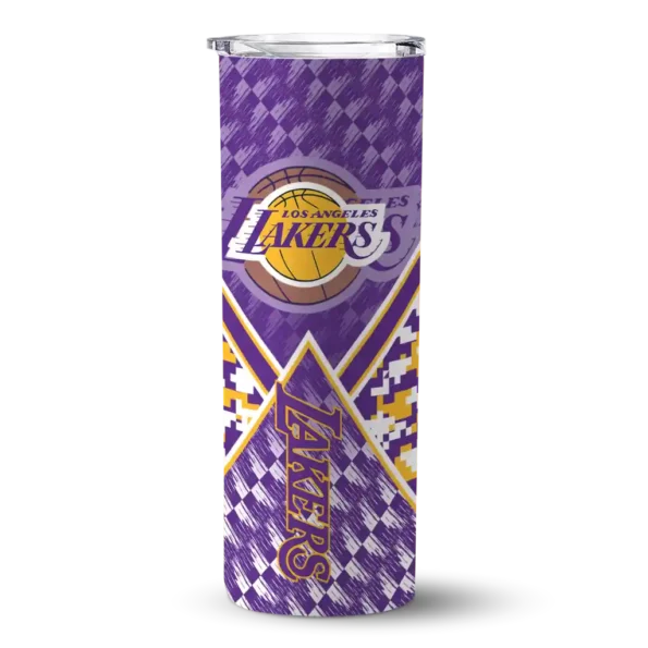 customized los angeles lakers monogram burst purple white skinny tumbler best selling 1.webp