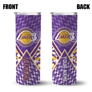 customized los angeles lakers monogram burst purple white skinny tumbler fashion forward.webp