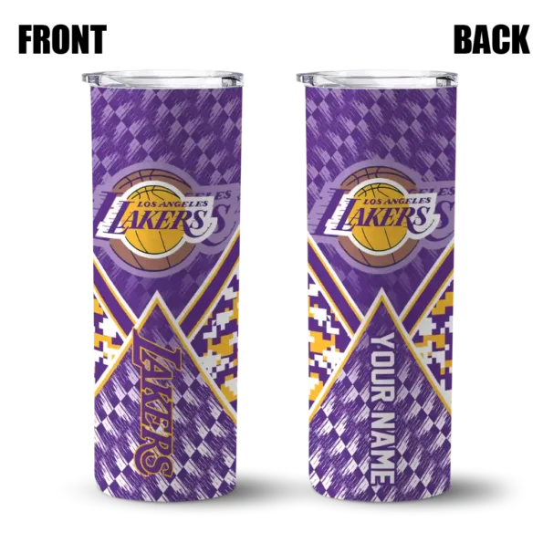 customized los angeles lakers monogram burst purple white skinny tumbler fashion forward.webp