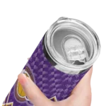 customized los angeles lakers monogram burst purple white skinny tumbler best selling 1.webp