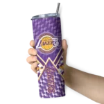 customized los angeles lakers monogram burst purple white skinny tumbler best selling 1.webp