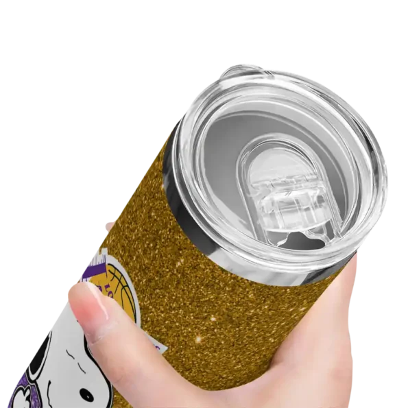customized los angeles lakers snoopy attitude purple skinny tumbler high quality.webp