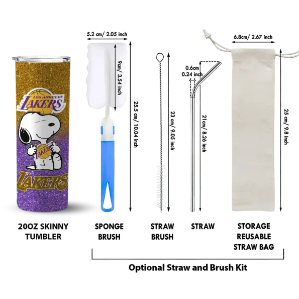 customized los angeles lakers snoopy attitude purple skinny tumbler new arrival.webp