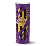 customized los angeles lakers star pop purple black skinny tumbler best selling 1.webp