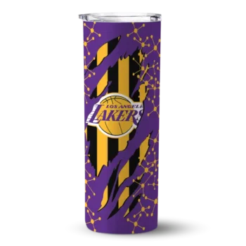 customized los angeles lakers star pop purple black skinny tumbler best selling 1.webp