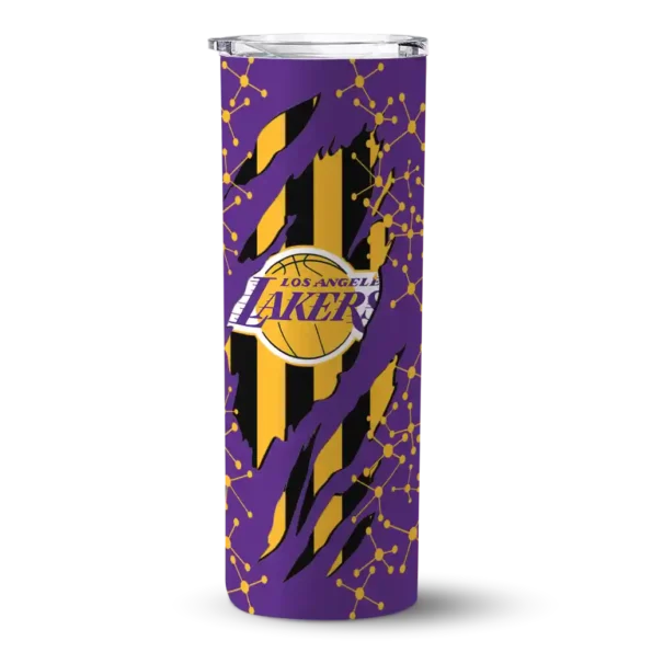 customized los angeles lakers star pop purple black skinny tumbler best selling 1.webp
