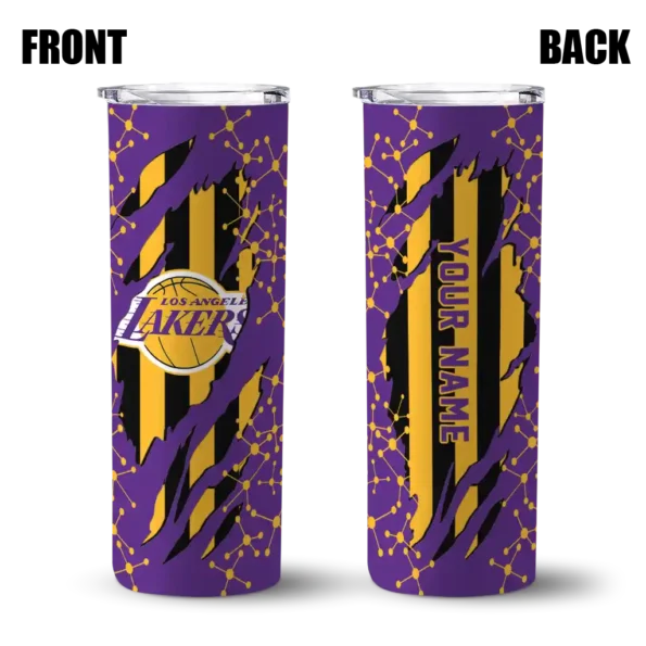 customized los angeles lakers star pop purple black skinny tumbler fashion forward.webp