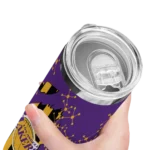 customized los angeles lakers star pop purple black skinny tumbler best selling 1.webp