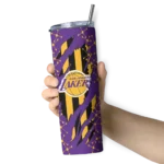 customized los angeles lakers star pop purple black skinny tumbler best selling 1.webp