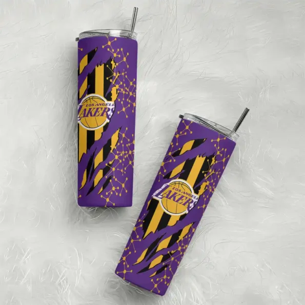 customized los angeles lakers star pop purple black skinny tumbler top rated.webp