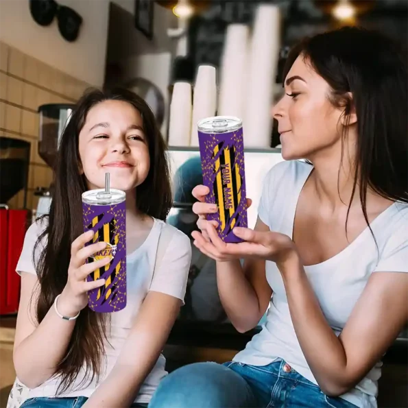 customized los angeles lakers star pop purple black skinny tumbler trendy.webp