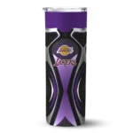 customized los angeles lakers superman emblem purple black skinny tumbler best selling 1.webp