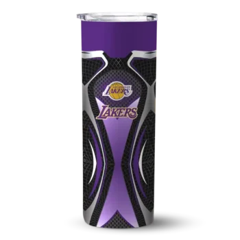customized los angeles lakers superman emblem purple black skinny tumbler best selling 1.webp