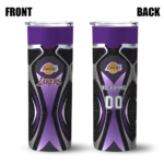 customized los angeles lakers superman emblem purple black skinny tumbler best selling 1.webp