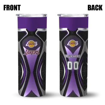 customized los angeles lakers superman emblem purple black skinny tumbler fashion forward.webp