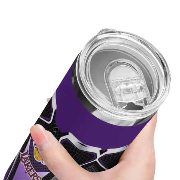 customized los angeles lakers superman emblem purple black skinny tumbler high quality 1.webp